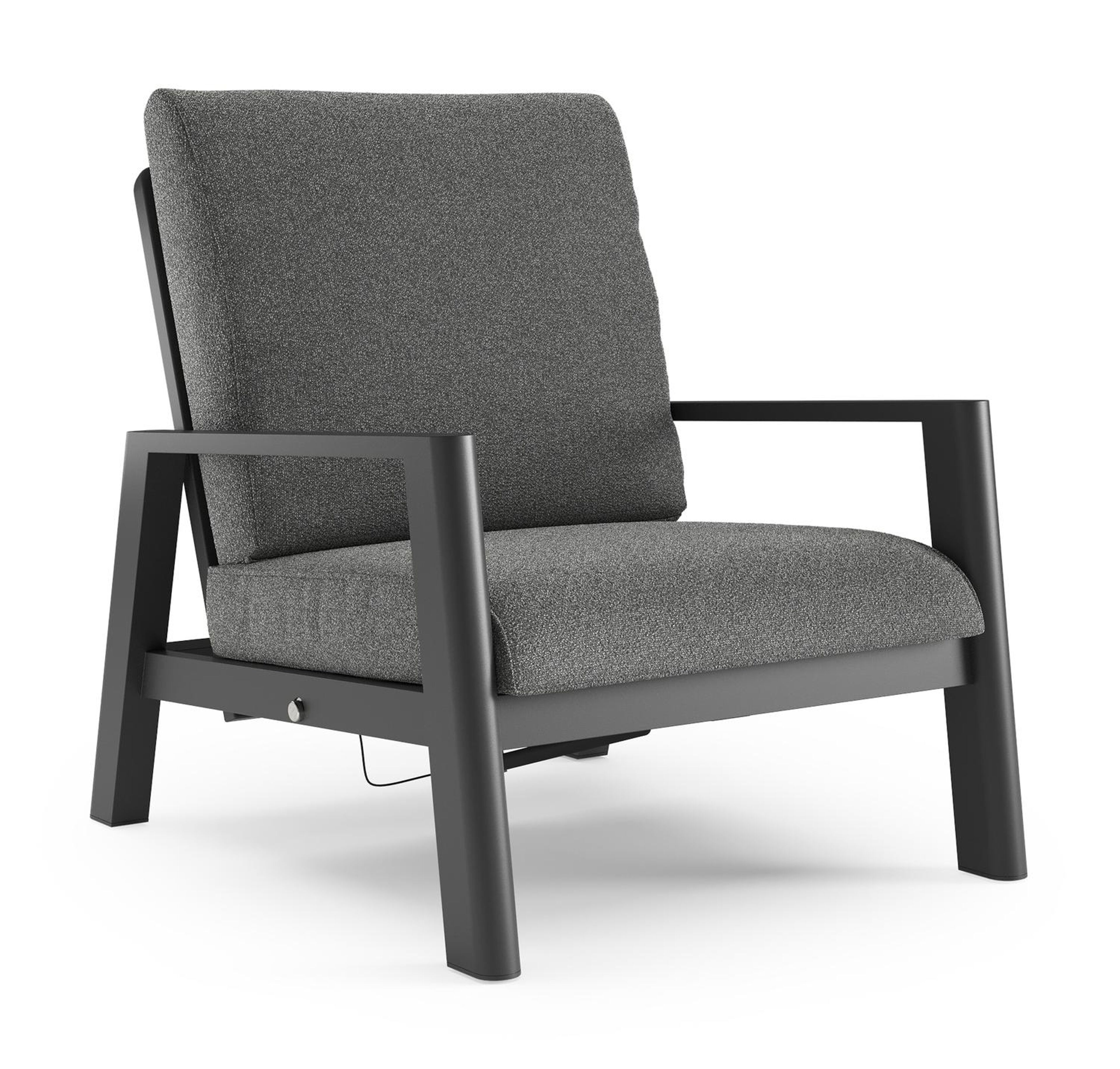 Cirello loungestoel in zwart aluminium met catania black all weather cosytica kussen