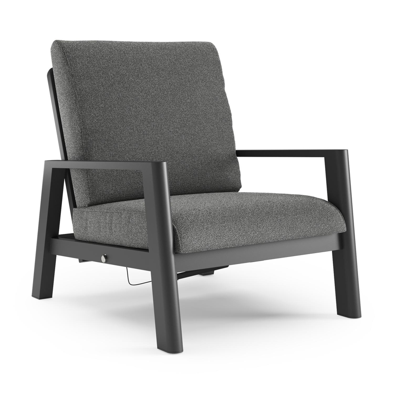Cirello loungestoel in zwart aluminium met catania black all weather cosytica kussen
