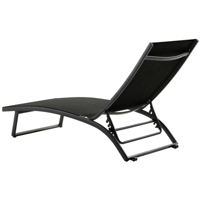 Set van 2 verstelbare Calvia ligbedden in zwart aluminium en zwart textilene