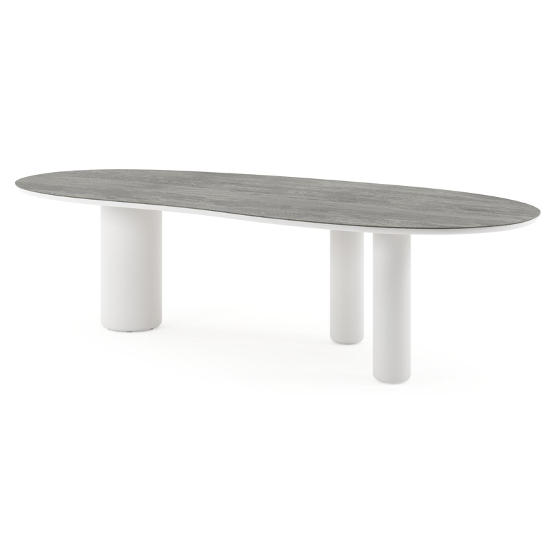 Amico tuintafel organisch in wit aluminium en volkeramiek Aspen Grey - L 280 x B 120 x H 73.5 cm