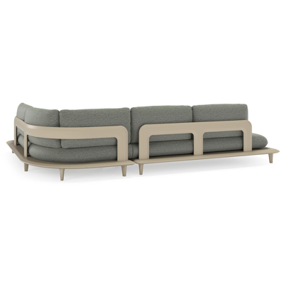 Bomero loungehoek in beige aluminium met slow fern all weather sunbrella® luxe kussen