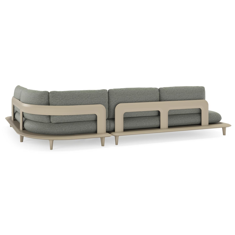 Bomero loungehoek in beige aluminium met slow fern all weather sunbrella® luxe kussen
