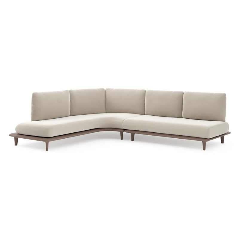 Bomero loungehoek in taupe aluminium met lopi marble all weather sunbrella® luxe kussen