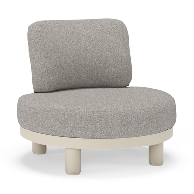 Fauteuil de jardin Donato en aluminium beige et coussins en all weather sunbrella® luxe Tundra Charcoal