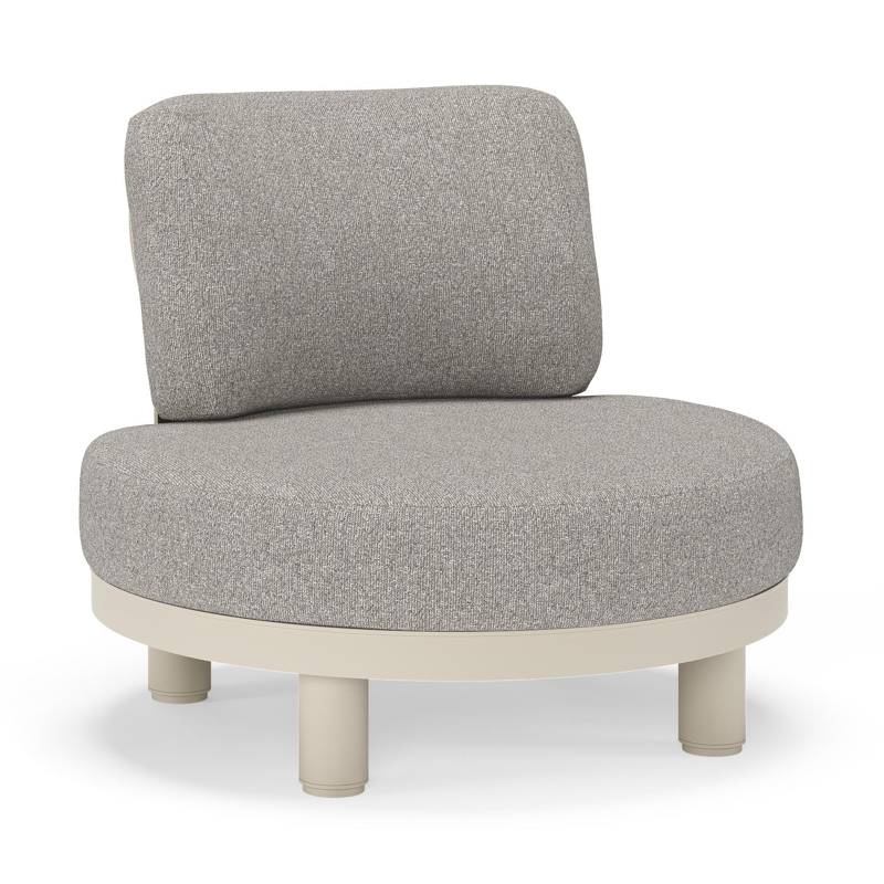 Donato loungestoel in beige aluminium met all weather sunbrella® luxe Tundra Charcoal kussen