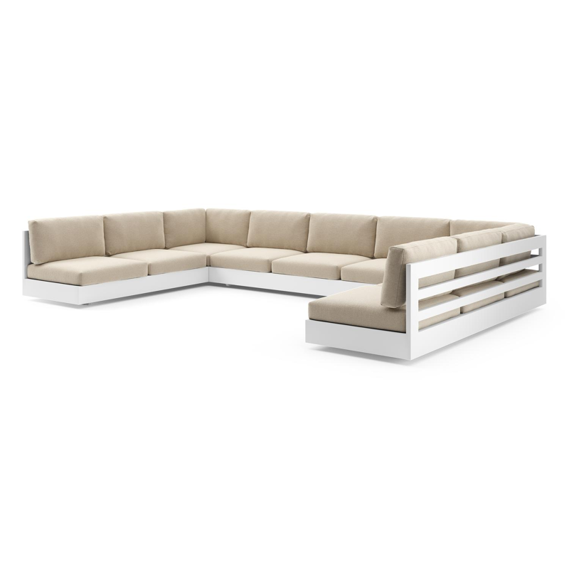 Como loungebank in wit aluminium met althea chalk all weather cosytica kussen