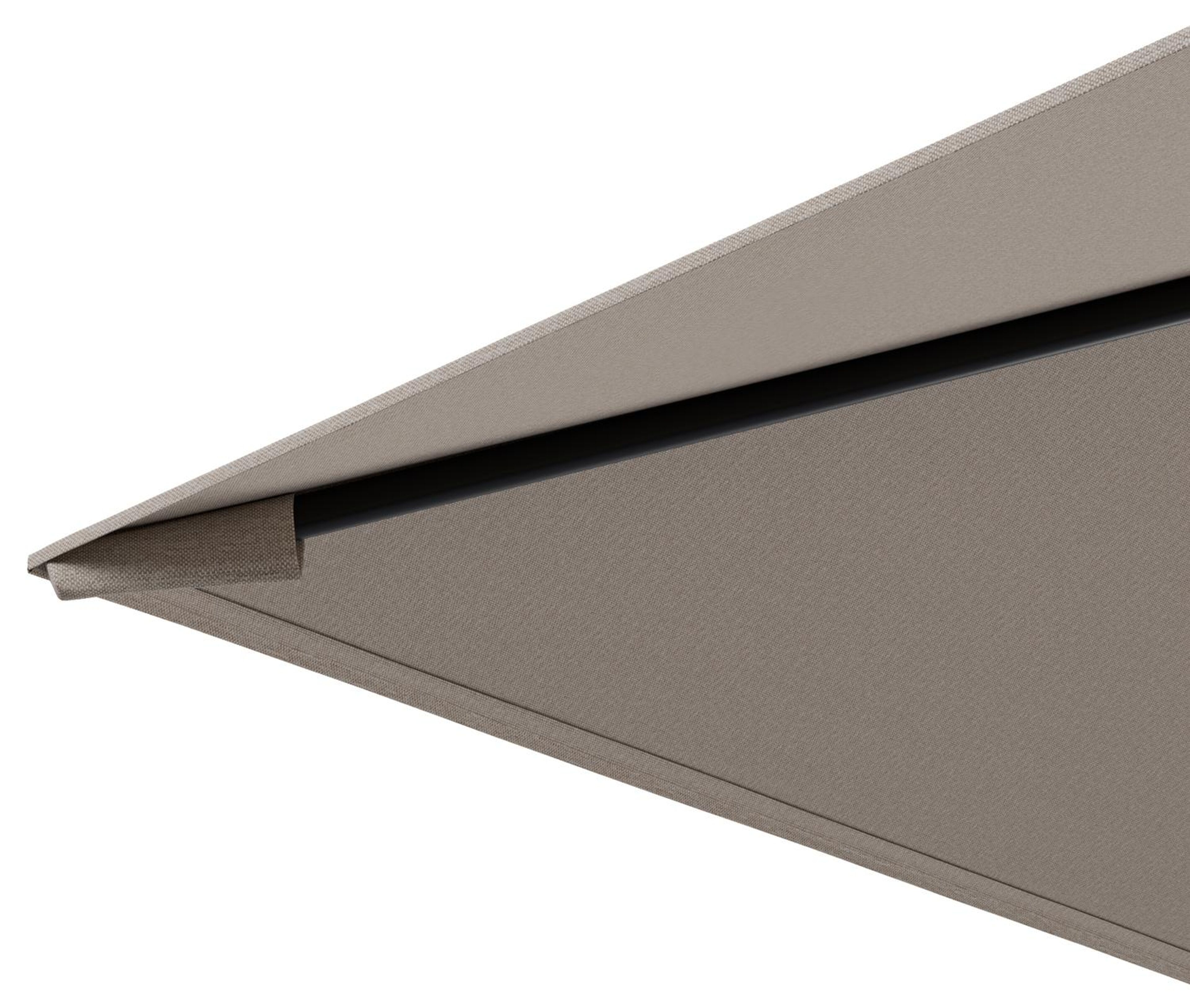 Calpe zweefparasol in zwart aluminium en beige Weather+ Softtouch parasoldoek - L1 270 x L2 270 cm met Calpe parasolvoet 70 kg met wielen