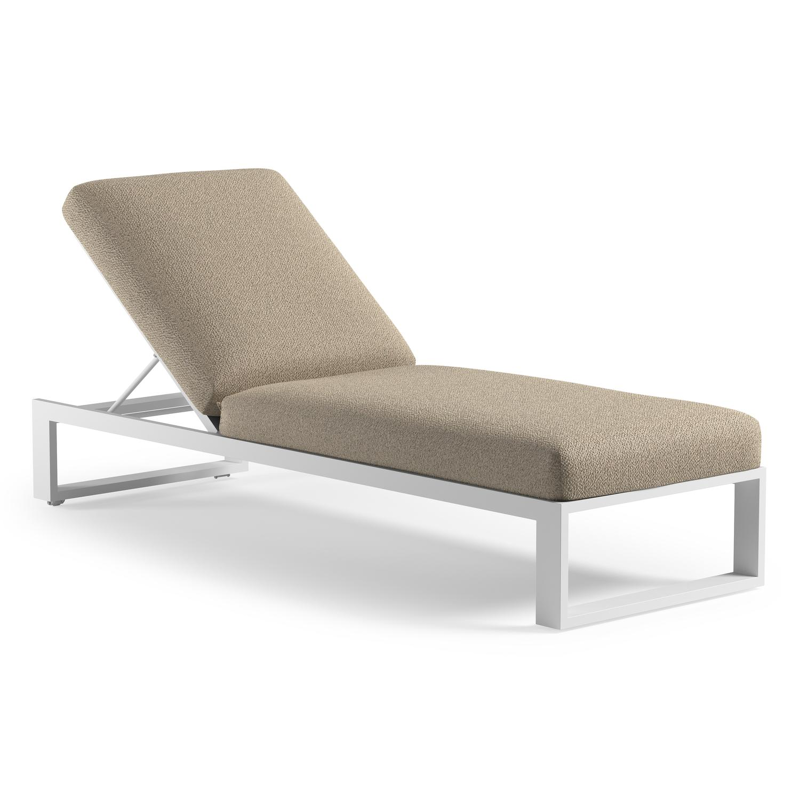 Chaise longue réglable Verato en aluminium blanc et coussin en all weather Cosytica bora forest