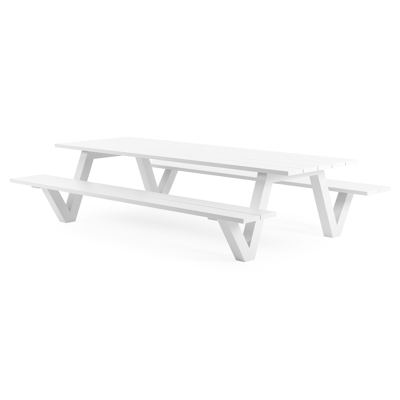 Norma picknicktafel in wit aluminium - L 300 x B 213 x H 74 cm