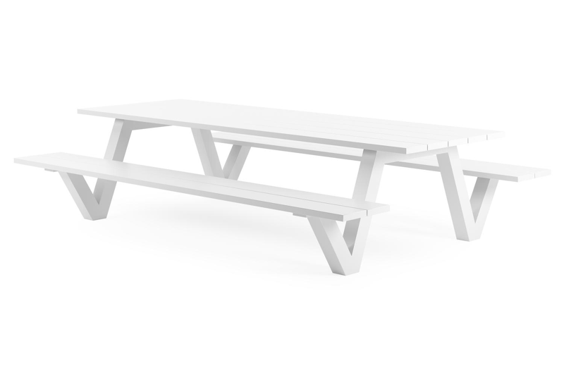 Norma picknicktafel in wit aluminium - L 300 x B 213 x H 74 cm