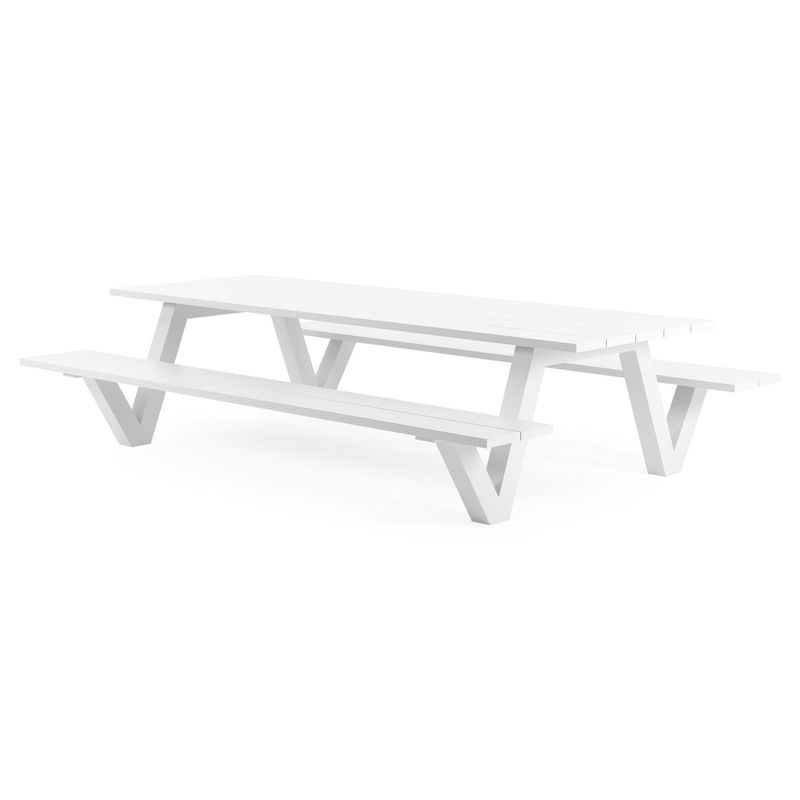 Norma picknicktafel in wit aluminium - L 300 x B 213 x H 74 cm
