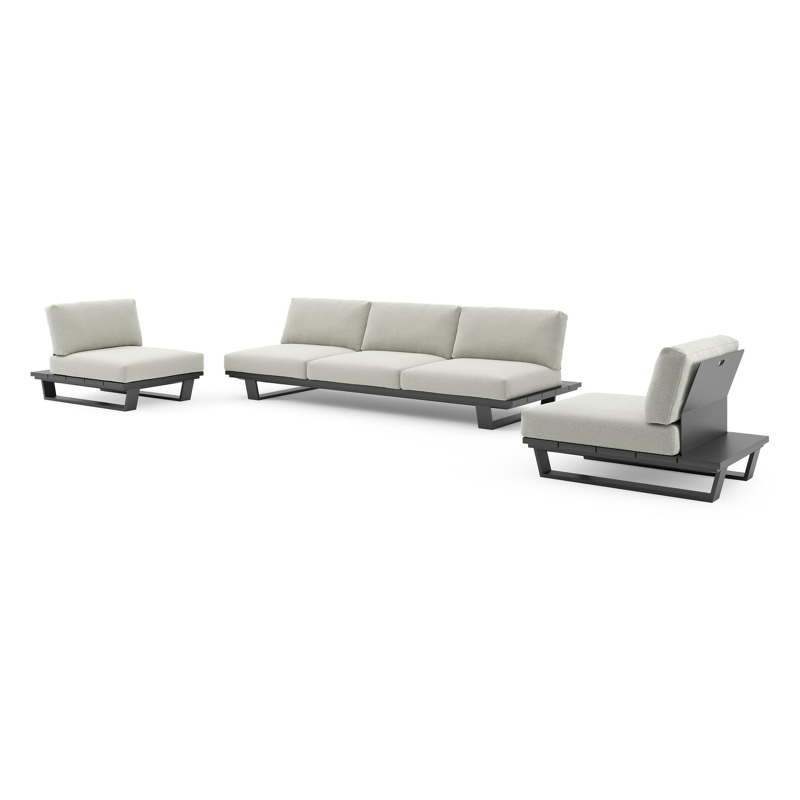 Pagino loungeset in zwart aluminium met lopi bud all weather sunbrella® luxe kussen