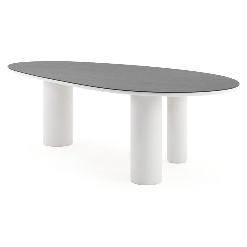 Amico tuintafel mango in wit aluminium en volkeramiek Basalt Black - L 260 x B 130 x H 73.5 cm