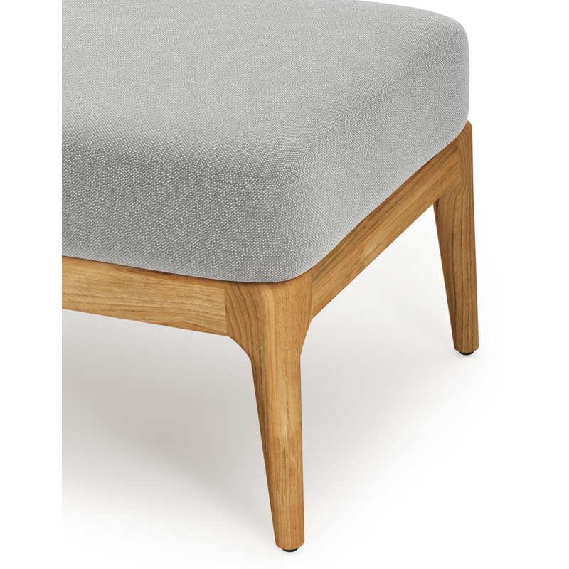 Pouf Orso en teck et coussins en all weather sunbrella® luxe Savane Grey