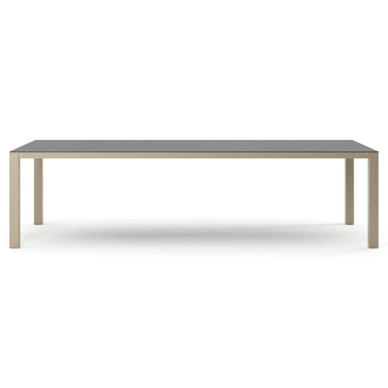 Como tuintafel rechthoekig in beige aluminium en volkeramiek Basalt Black - L 280 x B 110 x H 73 cm