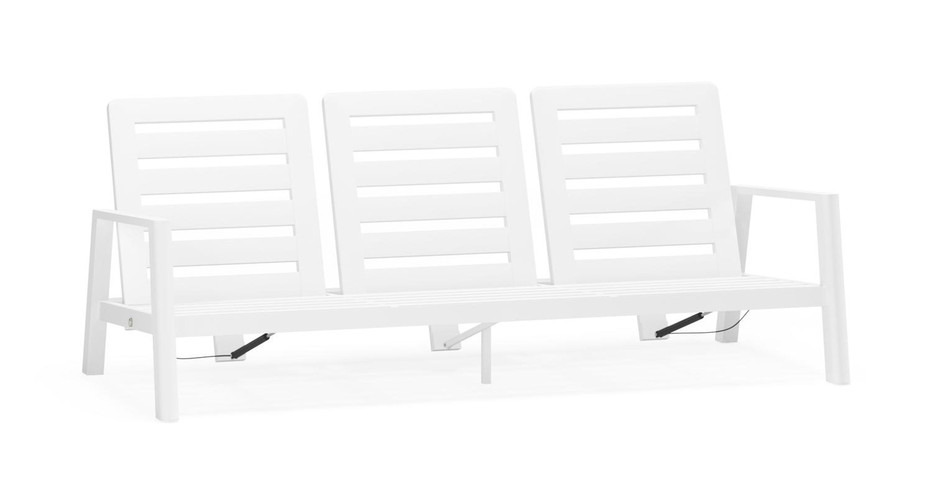 Cirello loungebank 3-zit in wit aluminium met natte charcoal chine all weather sunbrella® luxe kussen