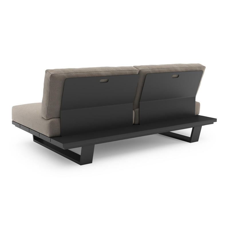 Pagino loungebank in zwart aluminium met savane coconut all weather sunbrella® luxe kussen