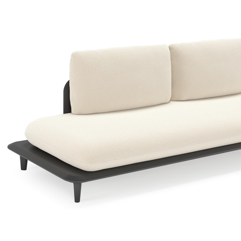 Bomero loungehoek in zwart aluminium met althea off white all weather cosytica kussen