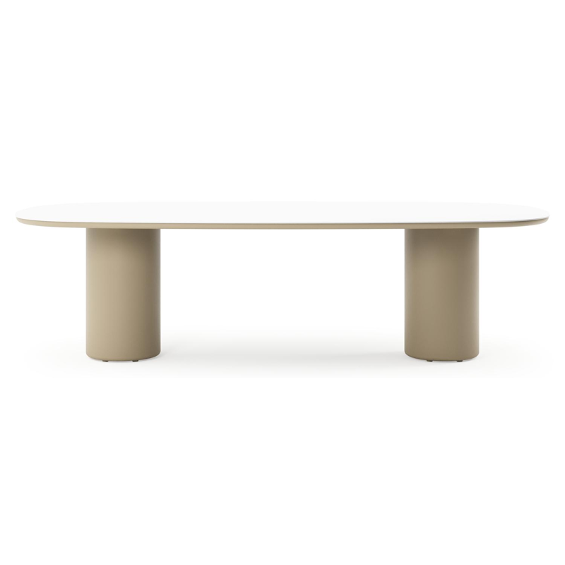 Amico tuintafel bombo in beige aluminium en volkeramiek Arctic White - L 270 x B 125 x H 73.5 cm