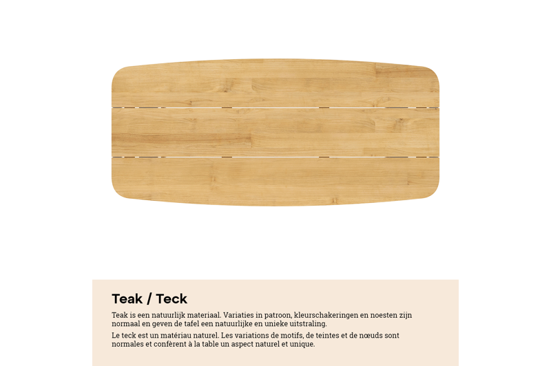 Pagino tuintafel bootvorm in wit aluminium en teak - L 255 x B 115 x H 73 cm