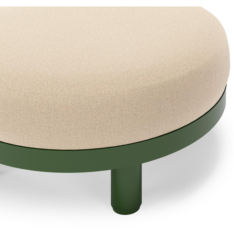 Donato lounge poef in groen aluminium met all weather sunbrella® luxe Natte Heather Beige kussen
