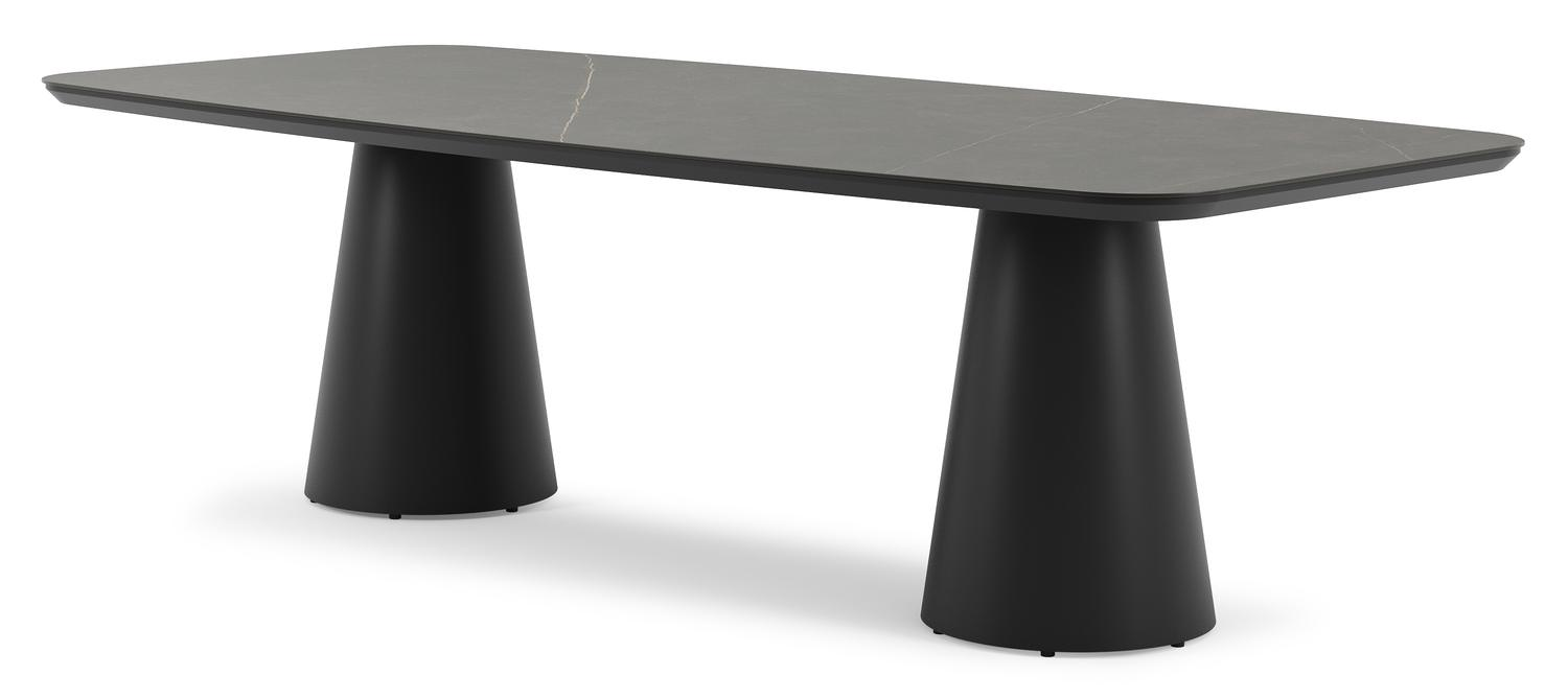 Table de jardin Donato en aluminium noir et céramique pleine calatorao - Lg 255 x Larg. 115 x H 74 cm