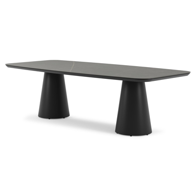Donato tuintafel in zwart aluminium en volkeramiek calatorao - L 255 x B 115 x H 74 cm