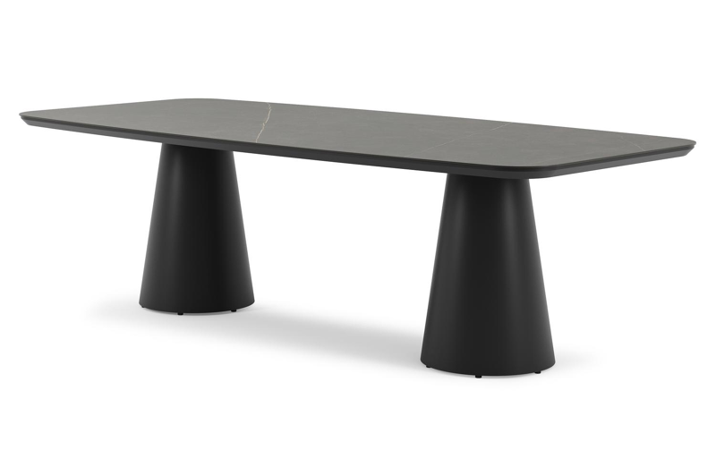 Donato tuintafel in zwart aluminium en volkeramiek calatorao - L 255 x B 115 x H 74 cm
