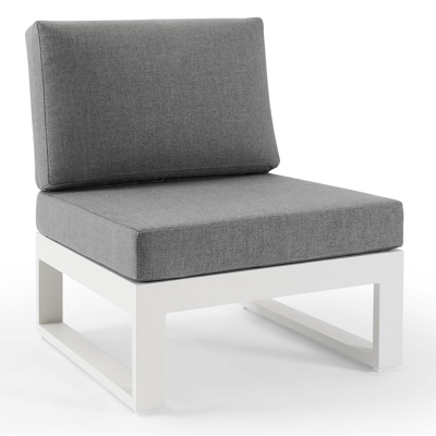 Fauteuil de jardin Rosarno pièce intermédiaire en aluminium blanc avec coussin en weather+ softtouch gris
