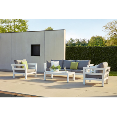 Occaro loungetafel in wit aluminium - L 120 x B 70 x H 38 cm