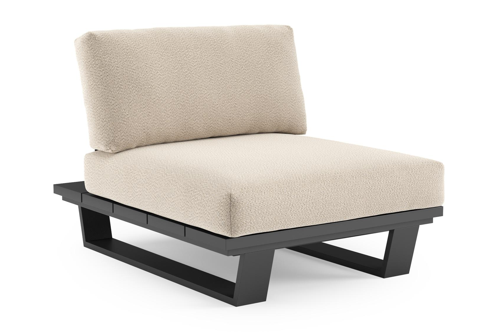 Pagino loungestoel in zwart aluminium met lopi sand all weather sunbrella® luxe kussen