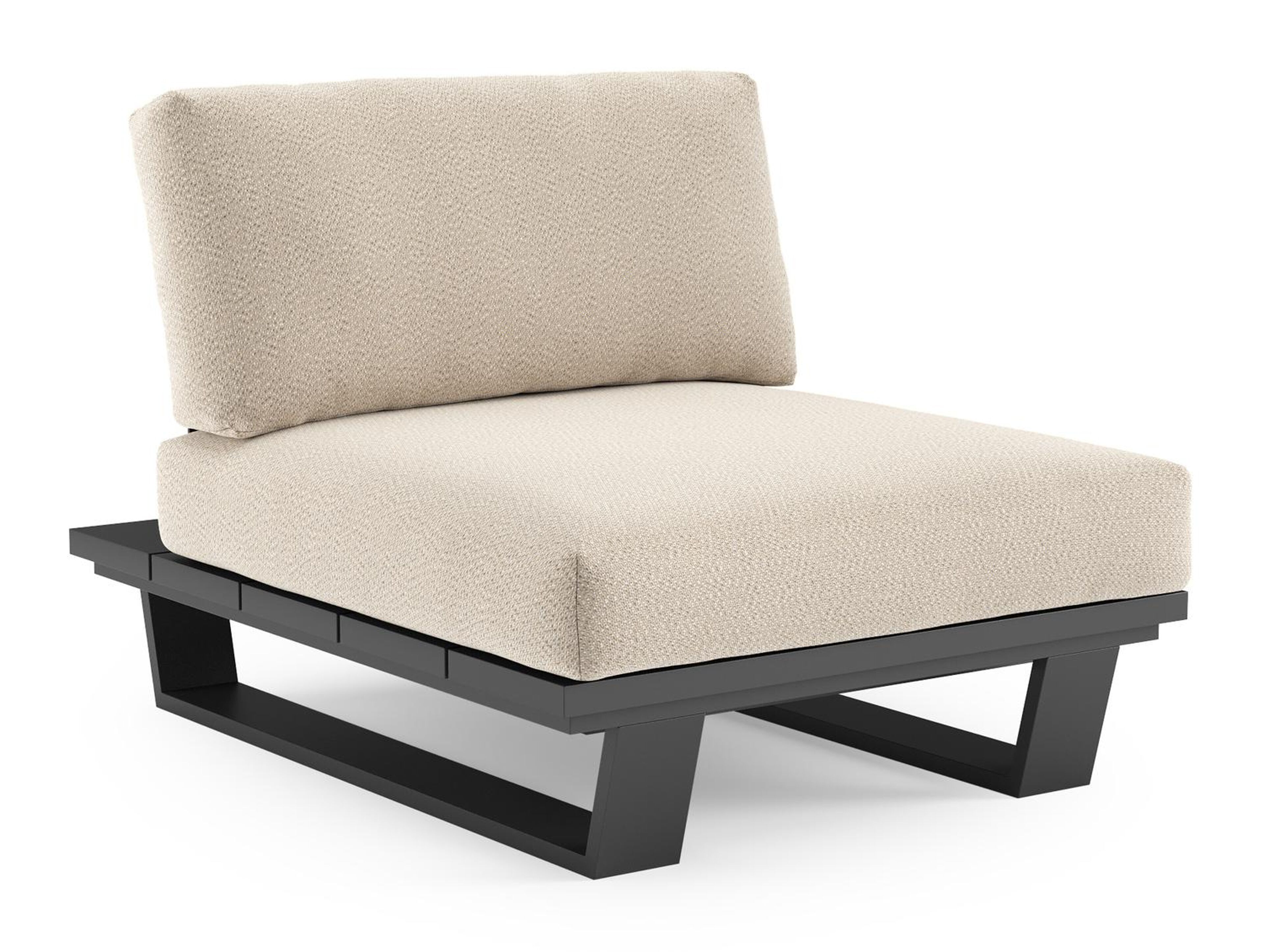 Pagino loungestoel in zwart aluminium met lopi sand all weather sunbrella® luxe kussen