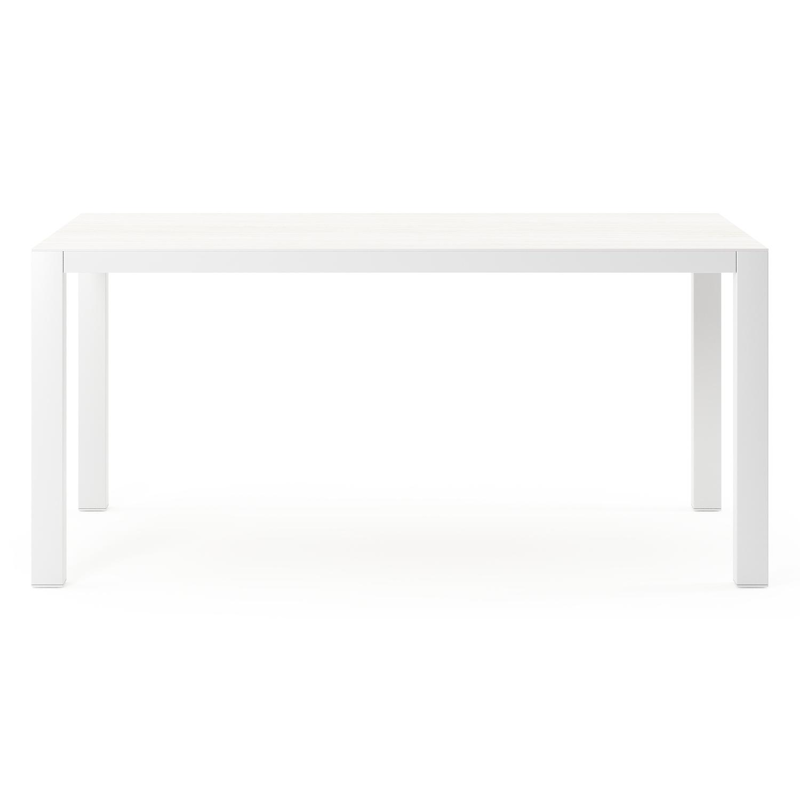 Como tuintafel rechthoekig in wit aluminium en volkeramiek calista - L 160 x B 100 x H 75 cm