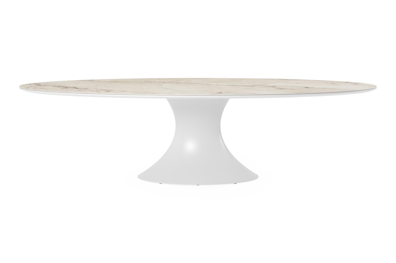 Fano tuintafel ovaal in wit aluminium en volkeramiek colorado dunes - L 290 x B 148 x H 75 cm