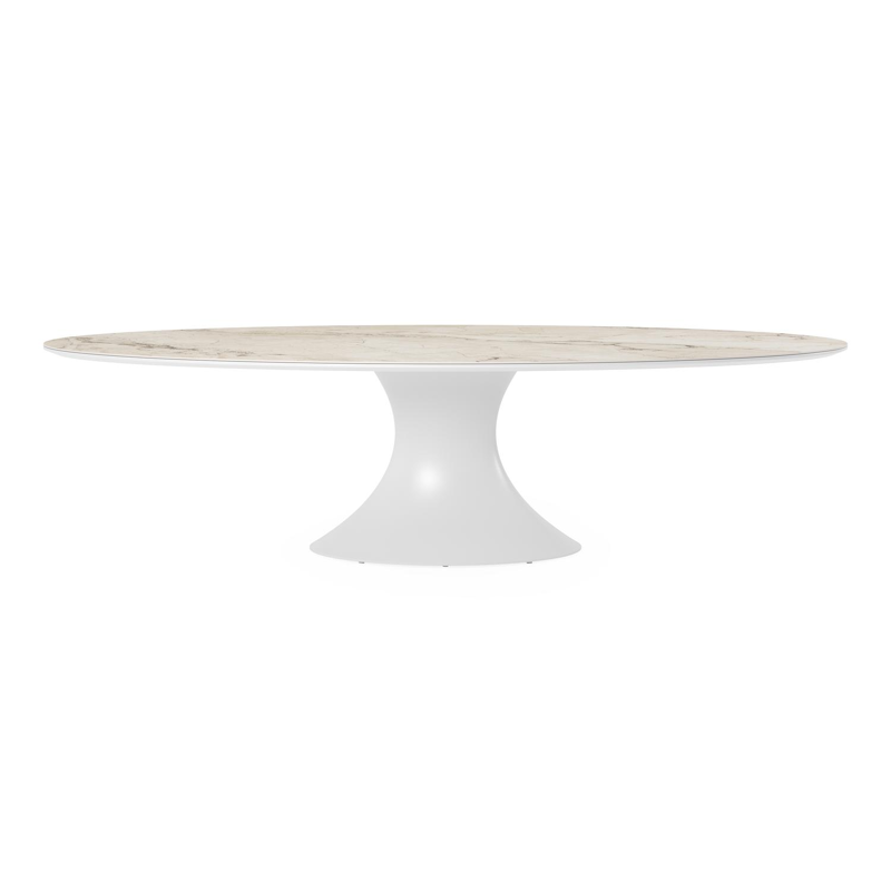 Fano tuintafel ovaal in wit aluminium en volkeramiek colorado dunes - L 290 x B 148 x H 75 cm