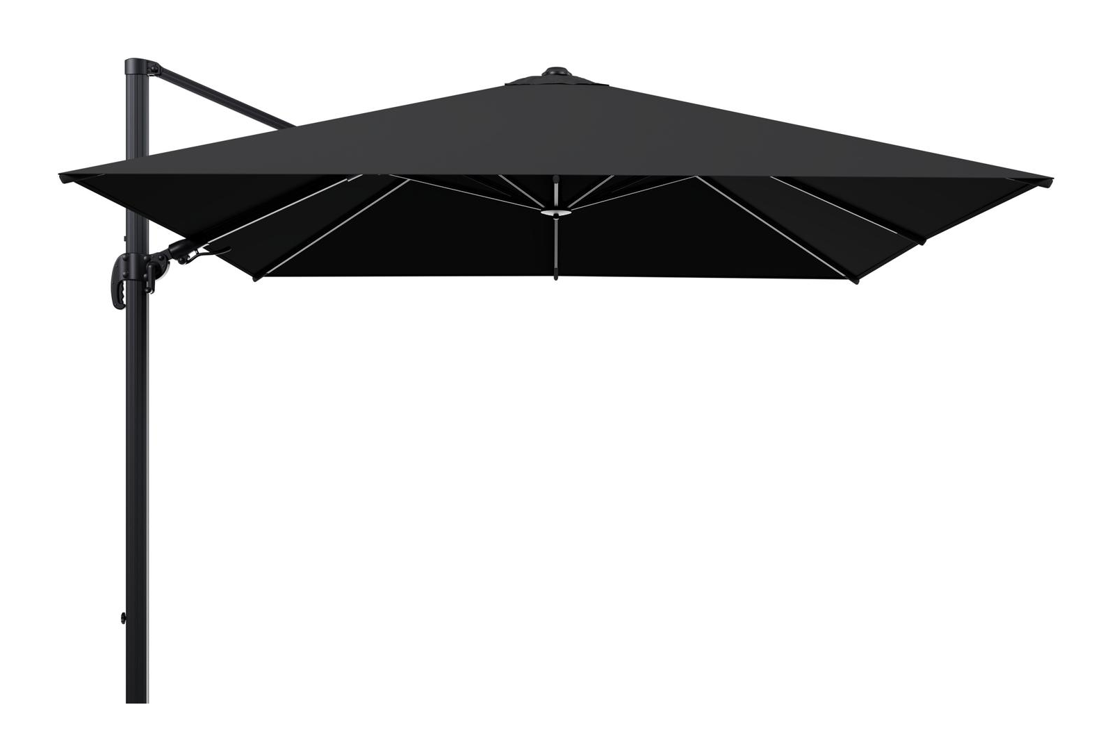 Parasol pendant Avola avec fonction tilt en aluminium noir avec toile de parasol en weather+ softtouch noir - Larg1 300 x Larg2 300 cm (sans pied de parasol)