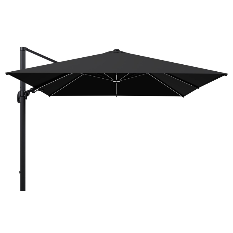 Avola zweefparasol met tiltfunctie in zwart aluminium met zwart weather+ softtouch parasoldoek - L1 300 x L2 300 cm (zonder voet)