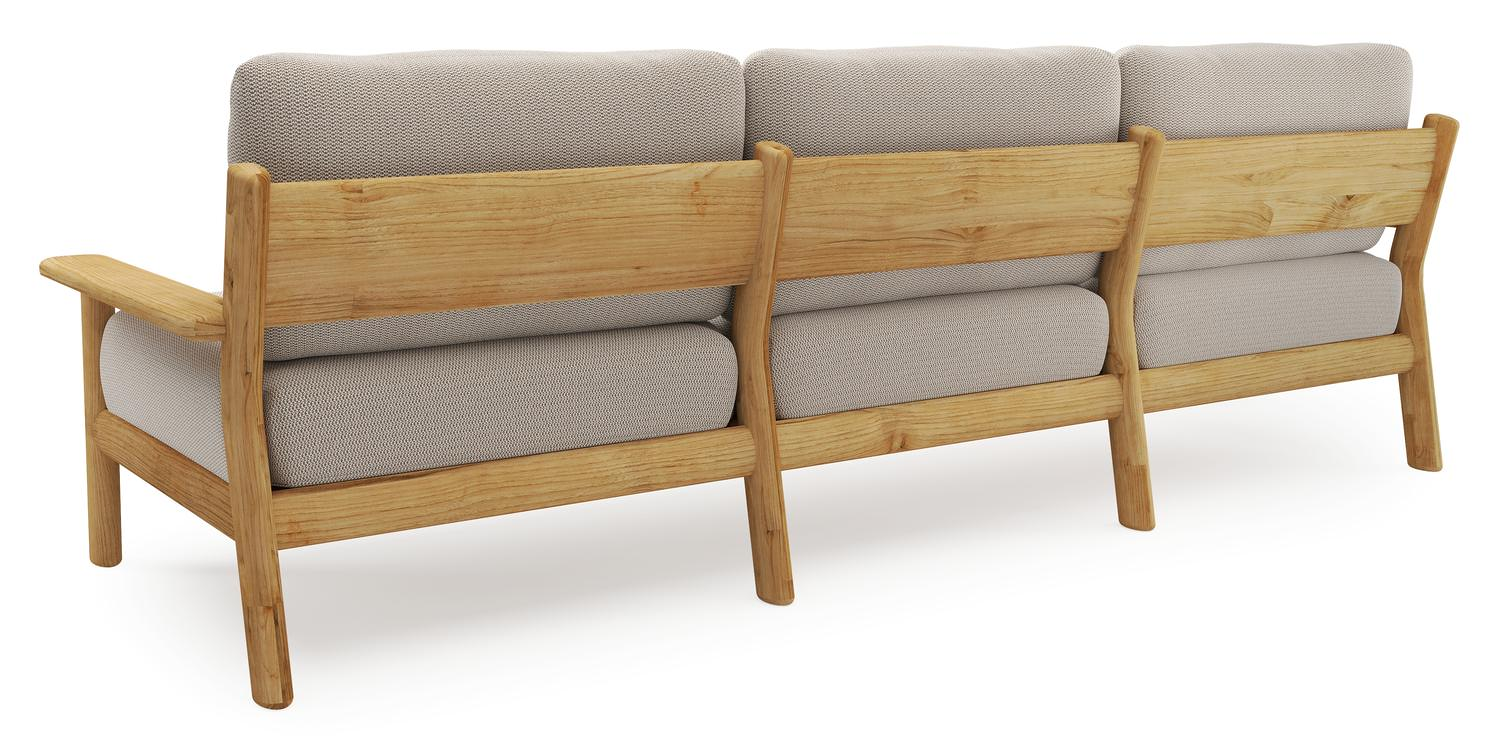 Amaro loungeset in teak met lopi fossil all weather sunbrella® luxe kussen