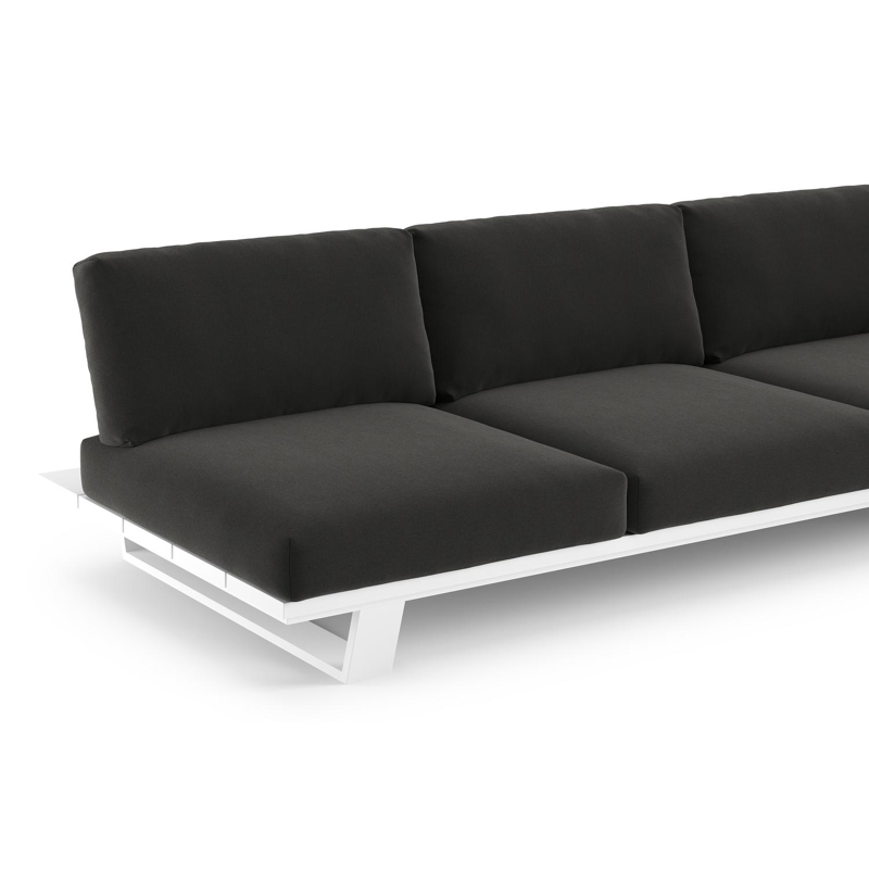 Pagino loungeset in wit aluminium met natte sooty all weather sunbrella® luxe kussen