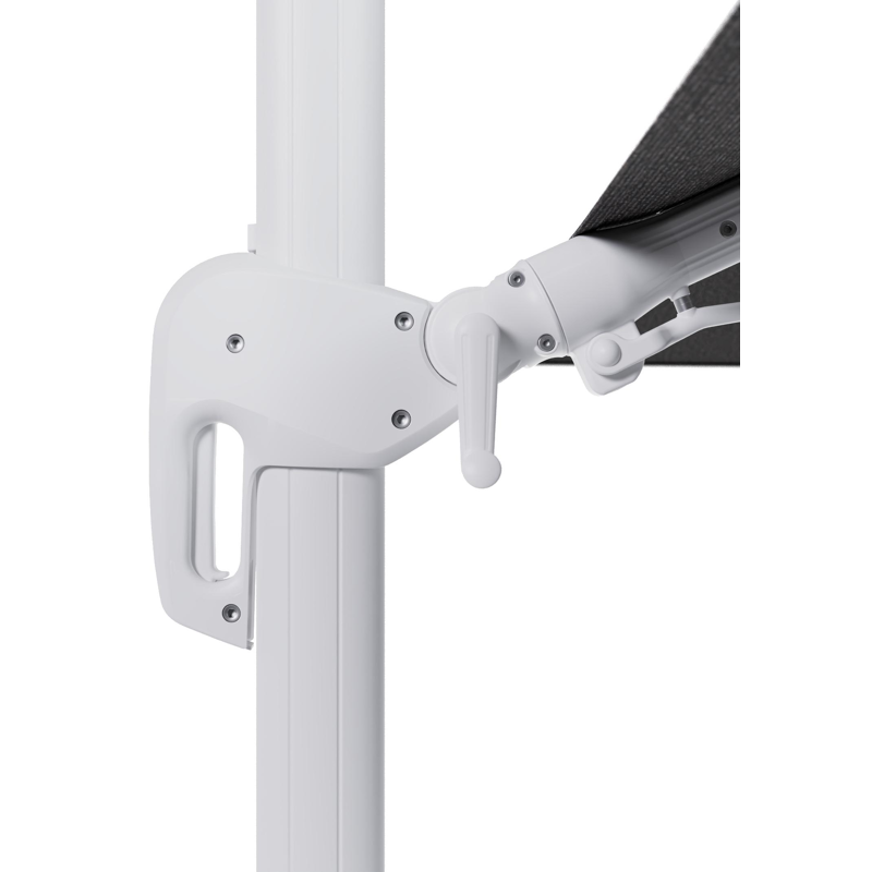 Parasol pendant Rufina avec fonction tilt en aluminium blanc et toile de parasol en All Weather Solica Firenze Tunder  - Lg.1 400 x Lg.2 300 cm (sans pied de parasol