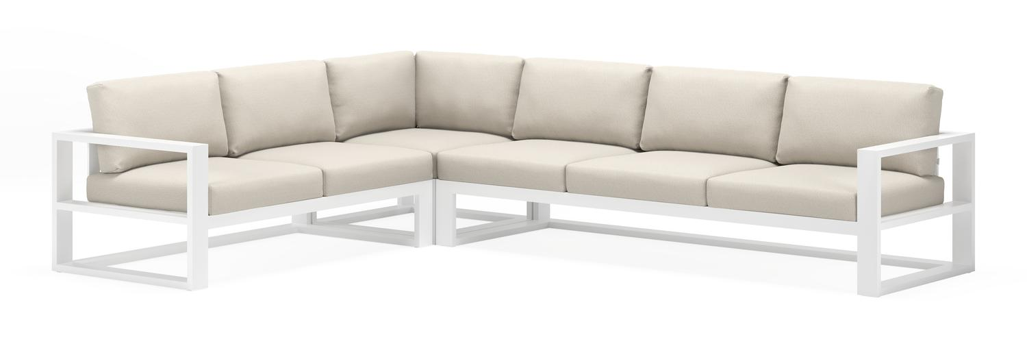 Verato loungehoek in wit aluminium met lopi marble all weather sunbrella® luxe kussen