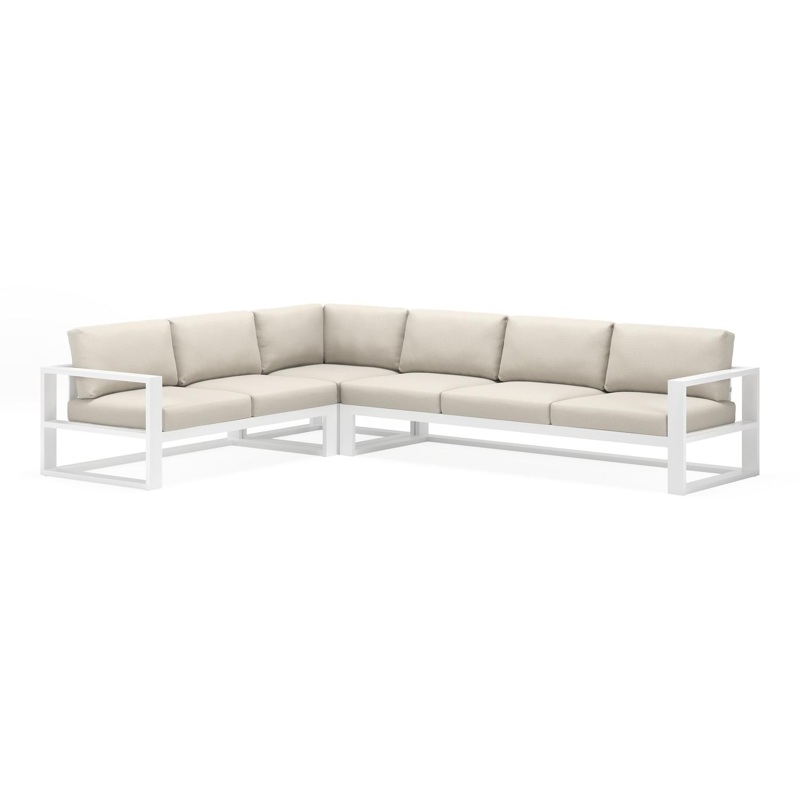 Verato loungehoek in wit aluminium met lopi marble all weather sunbrella® luxe kussen