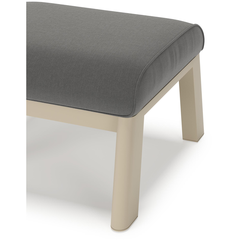 Cirello poef in beige aluminium met natte charcoal chine all weather sunbrella® luxe kussen