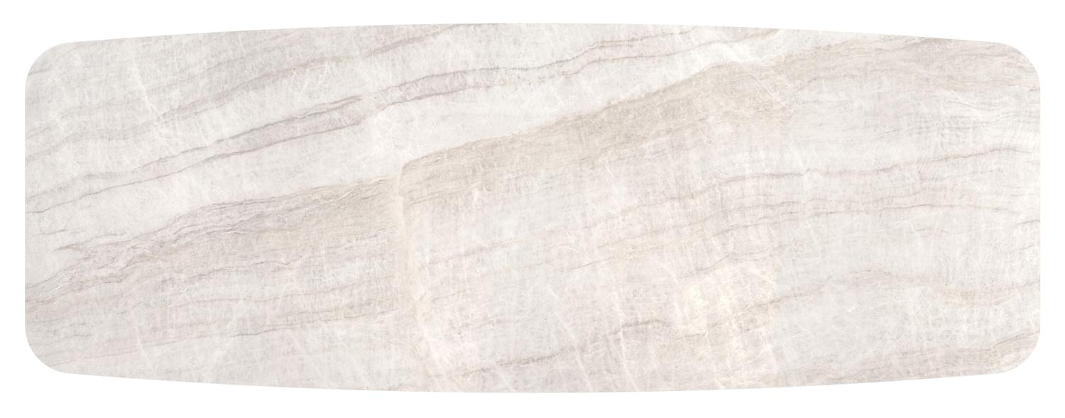 Table de jardin Pagino forme de bateau en aluminium noir et céramique pleine Taj Mahal - Lg. 315 x Lrg. 115 x Haut. 73 cm