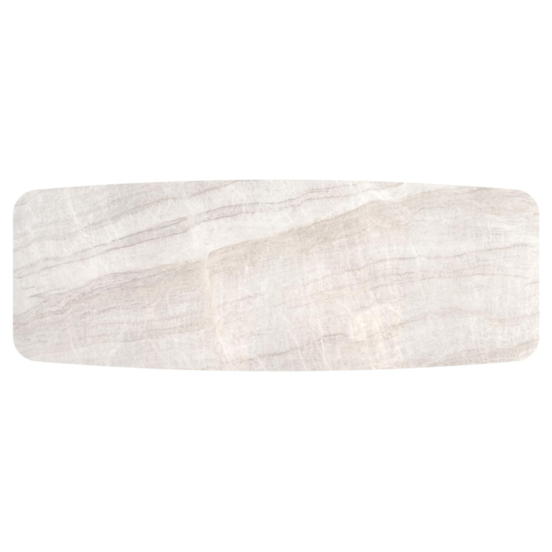 Table de jardin Pagino forme de bateau en aluminium noir et céramique pleine Taj Mahal - Lg. 315 x Lrg. 115 x Haut. 73 cm