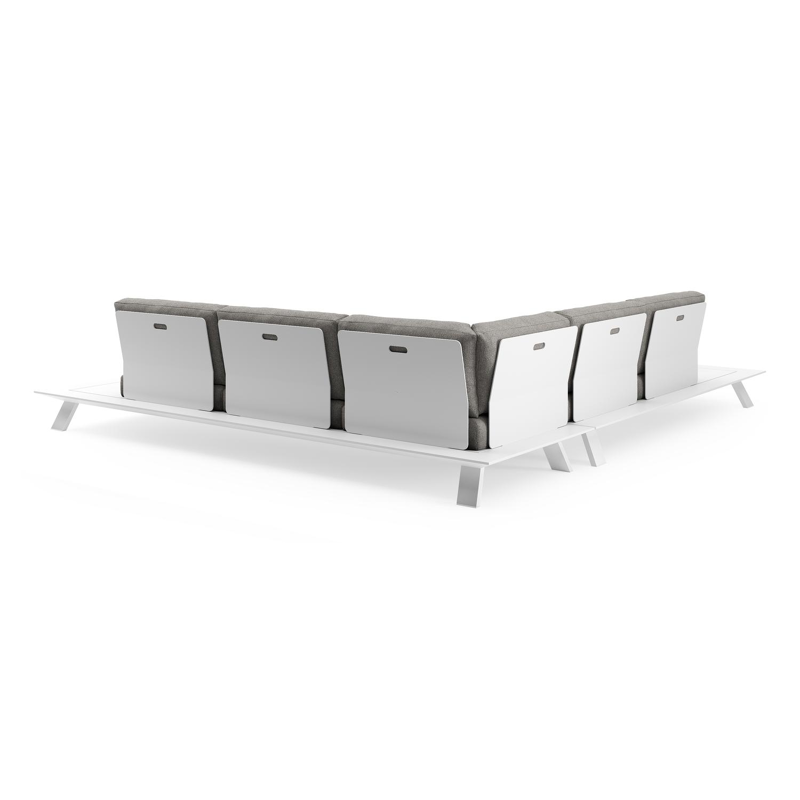 Cesano loungehoek in wit aluminium met tundra charcoal all weather Sunbrella® luxe kussen