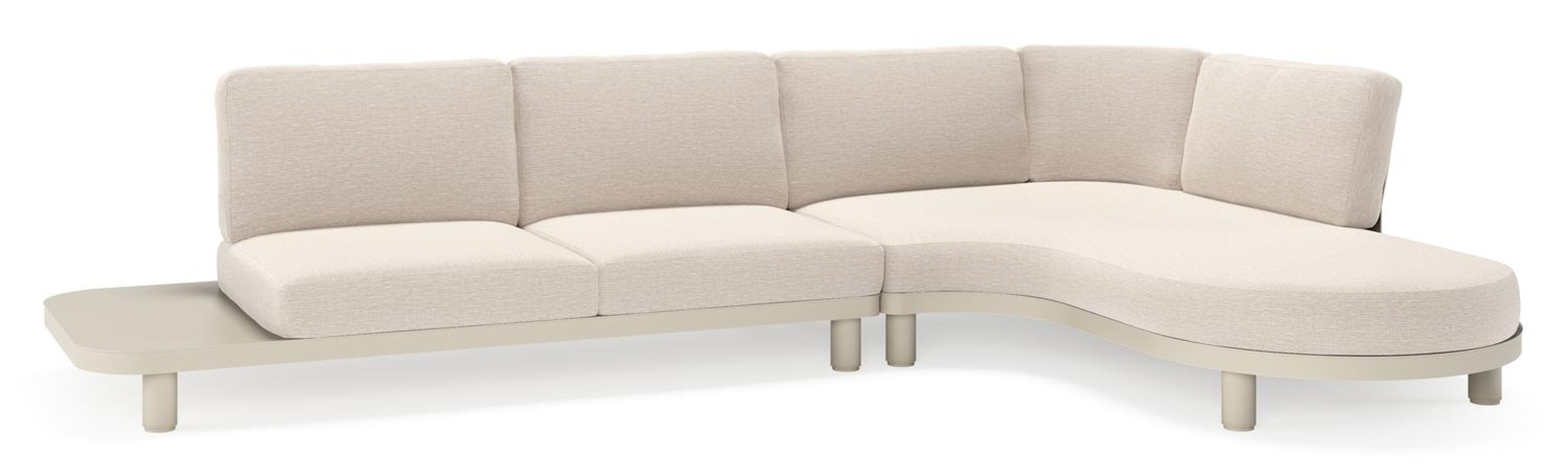 Donato loungehoek in beige aluminium met slow farafra all weather sunbrella® luxe kussen