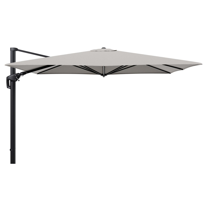 Parasol pendant Minore avec fonction tilt en aluminium noir et toile de parasol en All Weather Solica Firenze Sand  - Lg.1: 280 x Lg.2: 370 cm (sans pied de parasol