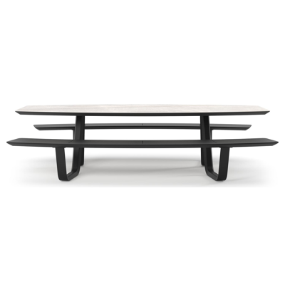 Forno picknicktafel bootvorm in zwart aluminium en volkeramiek Taj Mahal - L 280 x B 192 x H 72 cm