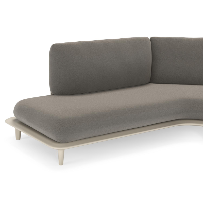 Bomero loungehoek in beige aluminium met natte dark taupe all weather sunbrella® luxe kussen